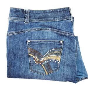 Lane Bryant Slim Boot Embellished Pockets Medium Wash Jeans - Size 26